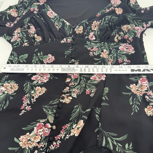 ASTR the Label Floral Maxi Dress Womens XL Pleated Boho Long Sleeve Black Pink - Picture 13 of 15